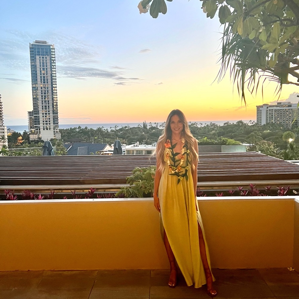 San Lorenzo Green Plunge Maxi Sundress